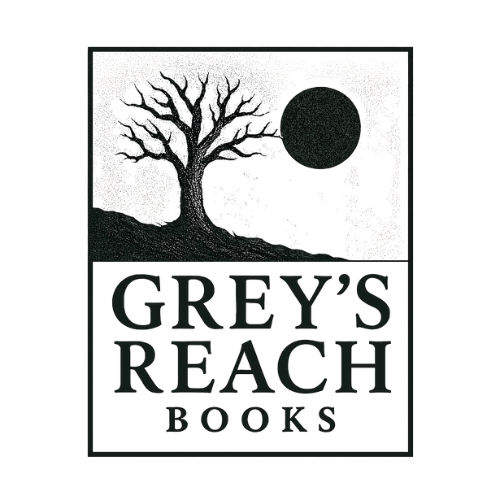 a dead tree and black moon and text that says Greys Reach Books